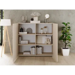 3S. x Home Meuble de rangement 2 portes RIO Panneaux de particules de première qualité Portes en MDF Discount