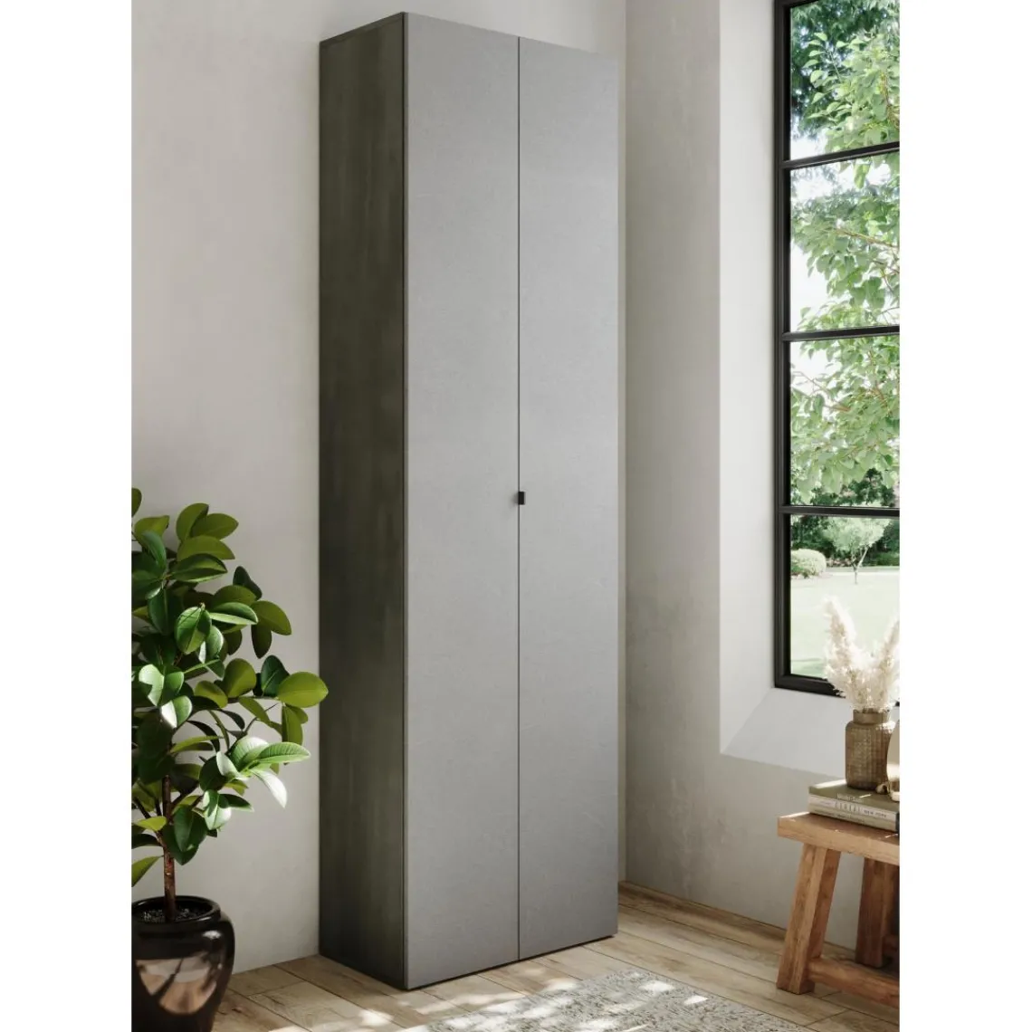 3S. x Home Meuble de rangement 2 portes 10 étagères reglable Blanc Discount
