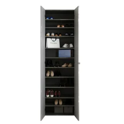 3S. x Home Meuble de rangement 2 portes 10 étagères reglable Blanc Discount