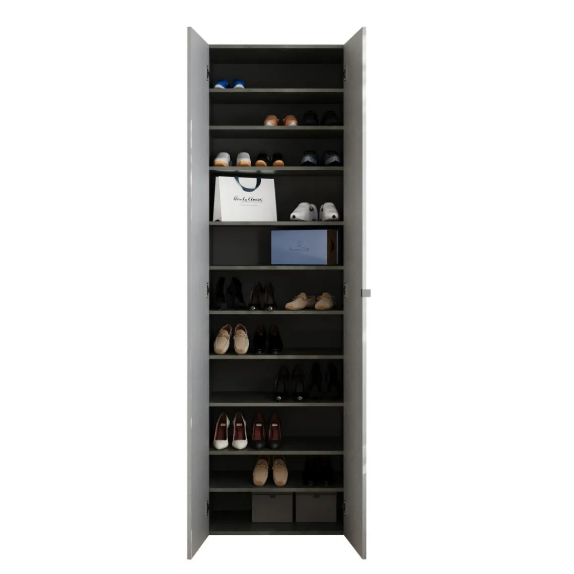 3S. x Home Meuble de rangement 2 portes 10 étagères reglable Blanc Discount