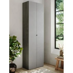 3S. x Home Meuble de rangement 2 portes 10 étagères reglable Blanc Discount