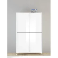 3S. x Home Meuble de rangement blanc lacqué brillant New