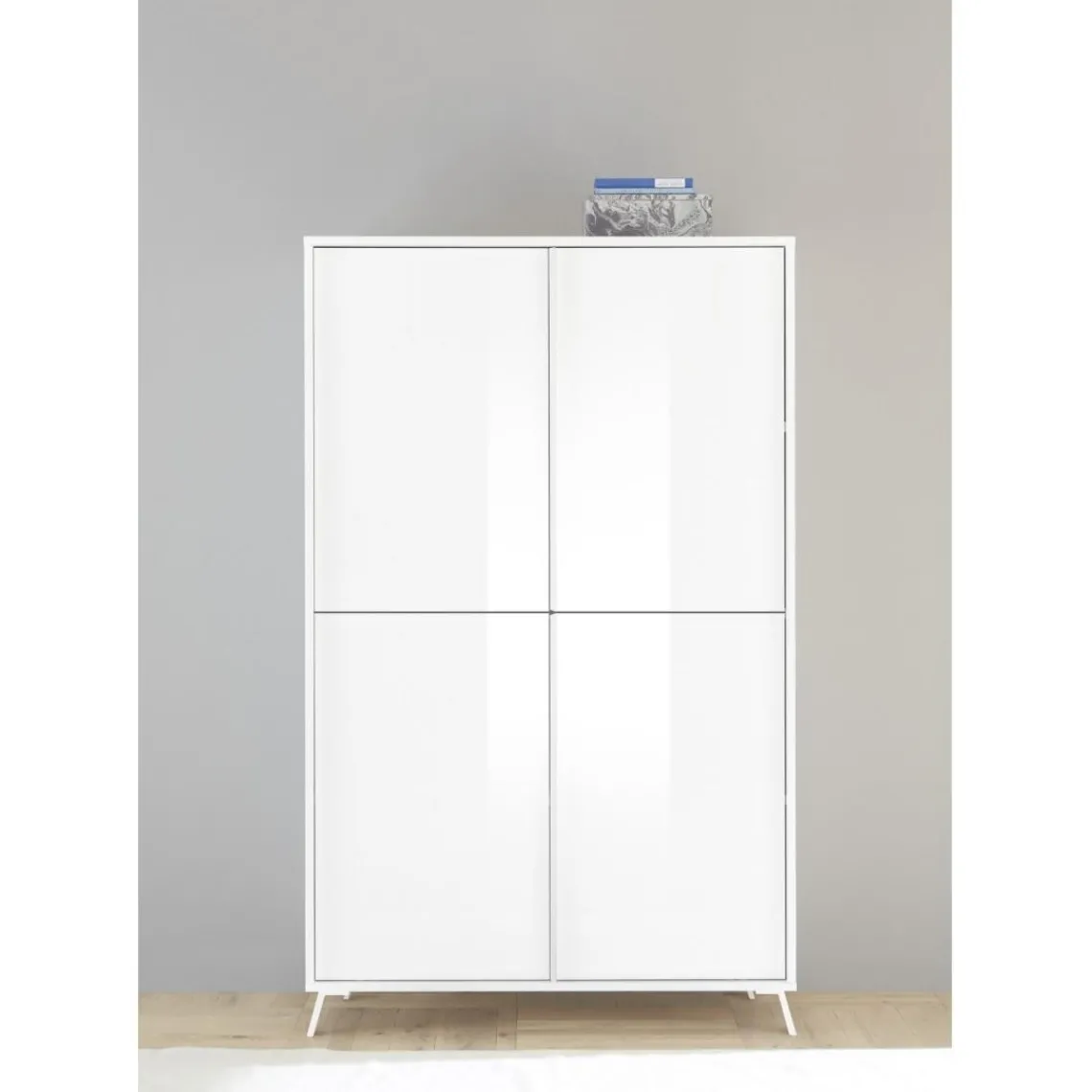 3S. x Home Meuble de rangement blanc lacqué brillant New