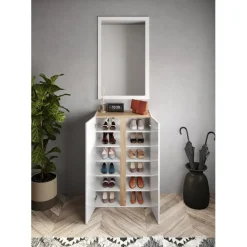 3S. x Home Meuble de rangement Ferrare 2 portes avec 5 étageres reglables blanc Best