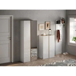 3S. x Home Meuble de rangement Ferrare 2 portes avec 5 étageres reglables blanc Best
