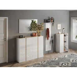 3S. x Home Meuble de rangement Ferrare 2 portes avec 5 étageres reglables blanc Best