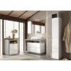 3S. x Home Meuble de rangement salle de bain 2 Portes effet béton façade blanc L64xH78 cm Hot