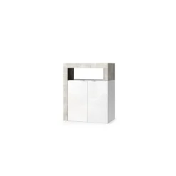3S. x Home Meuble de rangement salle de bain 2 Portes effet béton façade blanc L64xH78 cm Hot