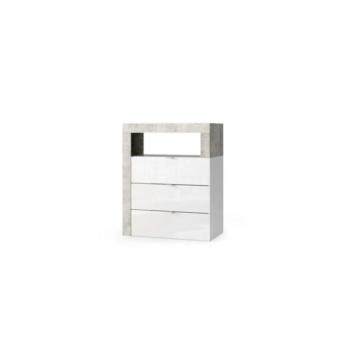 3S. x Home Meuble de rangement salle de bain 3 tiroirs coloris béton façade blanc L64xH78 cm Hot