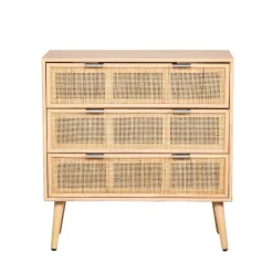3S. x Home Meuble de Rangement Scandinave 3 Tiroirs Cannage en Bois MANILLA Sale