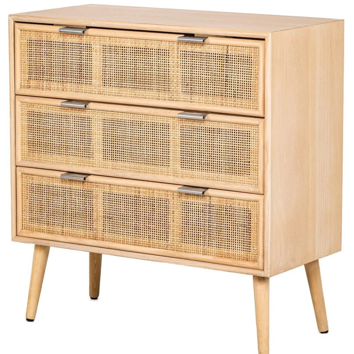 3S. x Home Meuble de Rangement Scandinave 3 Tiroirs Cannage en Bois MANILLA Sale