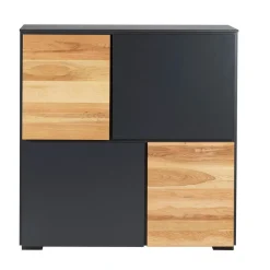 Zago Meuble haut 4 portes chêne naturel et laqué anthracite Beige Outlet