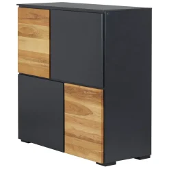 Zago Meuble haut 4 portes chêne naturel et laqué anthracite Beige Outlet