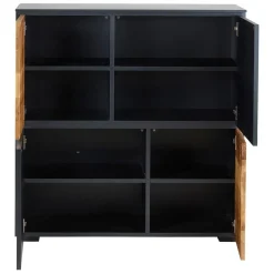 Zago Meuble haut 4 portes chêne naturel et laqué anthracite Beige Outlet