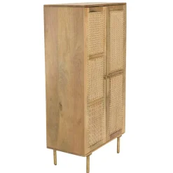 Macabane Meuble haut marron 2 portes bois de manguier cannage naturel ISA Discount