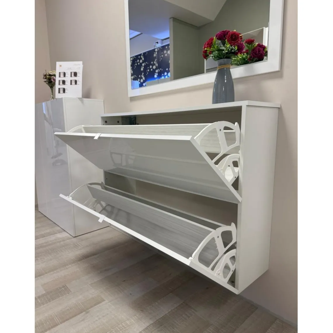 3S. x Home Meuble porte chassures 2 portes abattantes suspendu Outlet