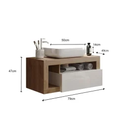 3S. x Home Meuble salle de bain Ancona suspendu coloris 78 cm Sale