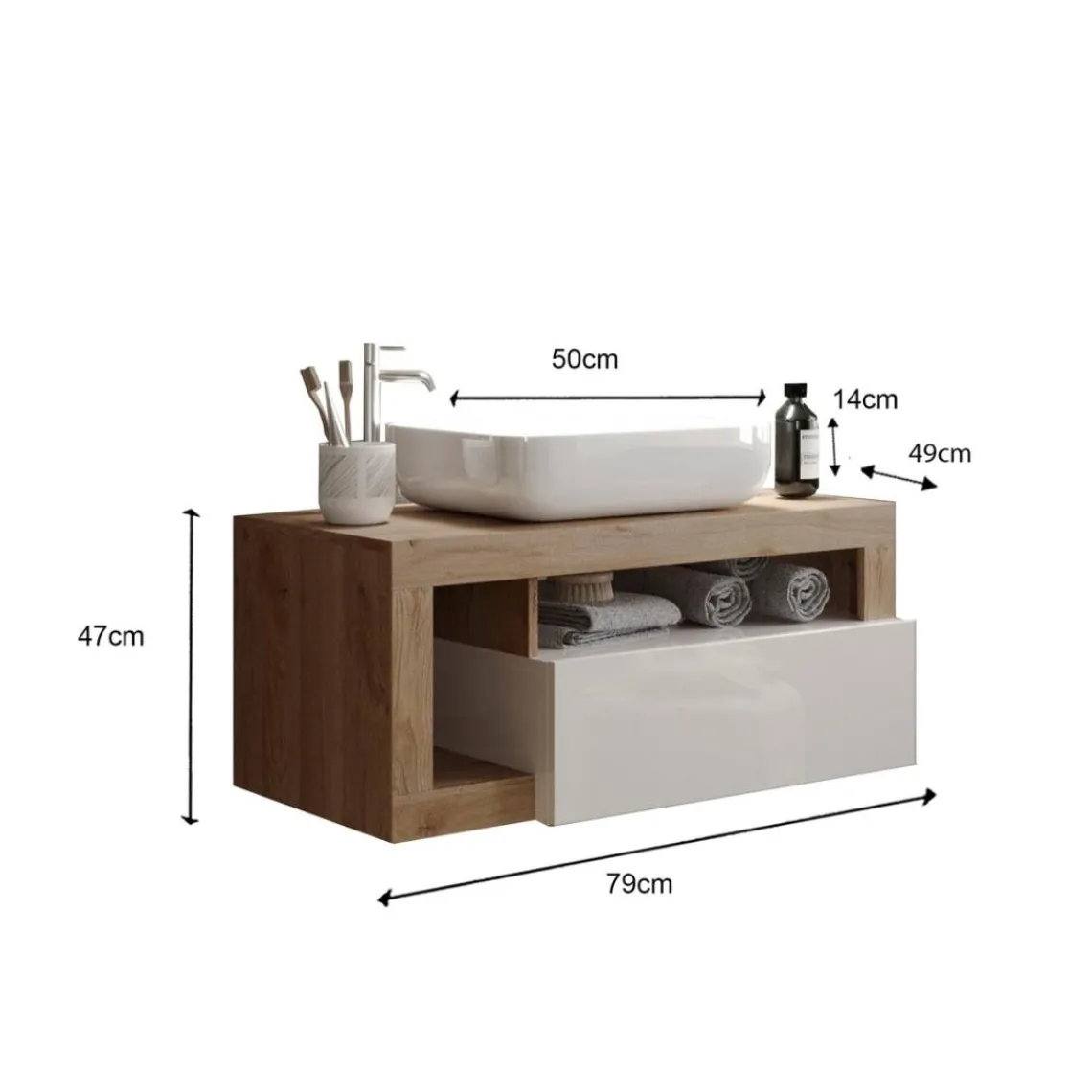 3S. x Home Meuble salle de bain Ancona suspendu coloris 78 cm Sale