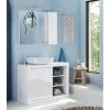 3S. x Home Meuble salle de bain Bari sur pieds Blanc laqué Brillant 110 cm Hot