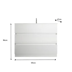 3S. x Home Meuble salle de bain Sienna sur pieds 3 tiroirs vasque integrée en céramique Online