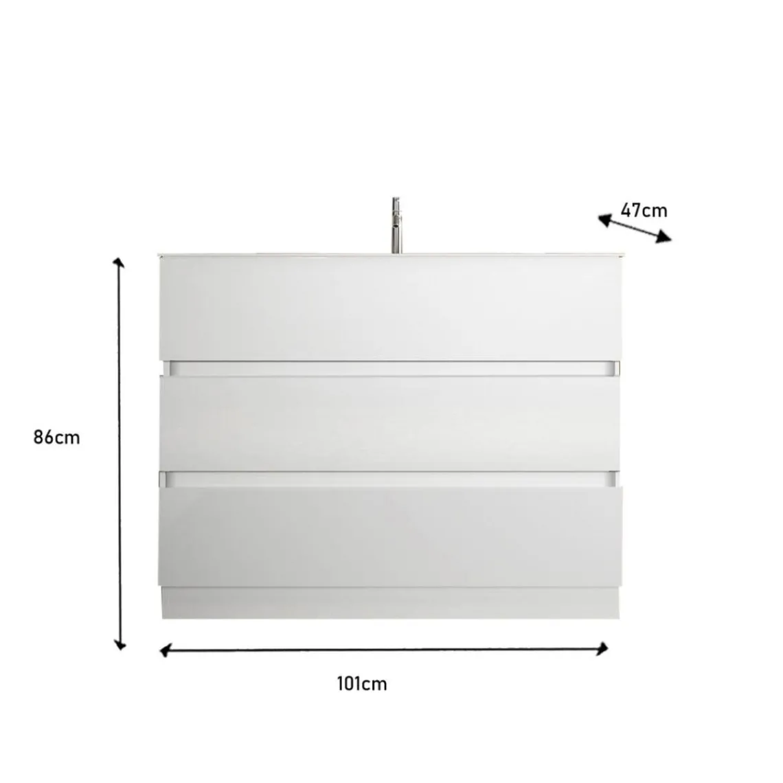 3S. x Home Meuble salle de bain Sienna sur pieds 3 tiroirs vasque integrée en céramique Online