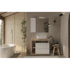 3S. x Home Meuble salle de bain sur pieds Ancona 2 Tiroirs 3 niches Clearance