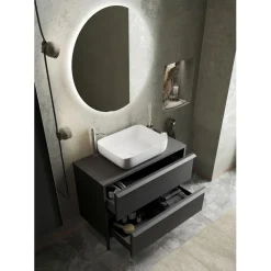 3S. x Home Meuble salle de bain sur pieds coloris Frêne Noir Sale