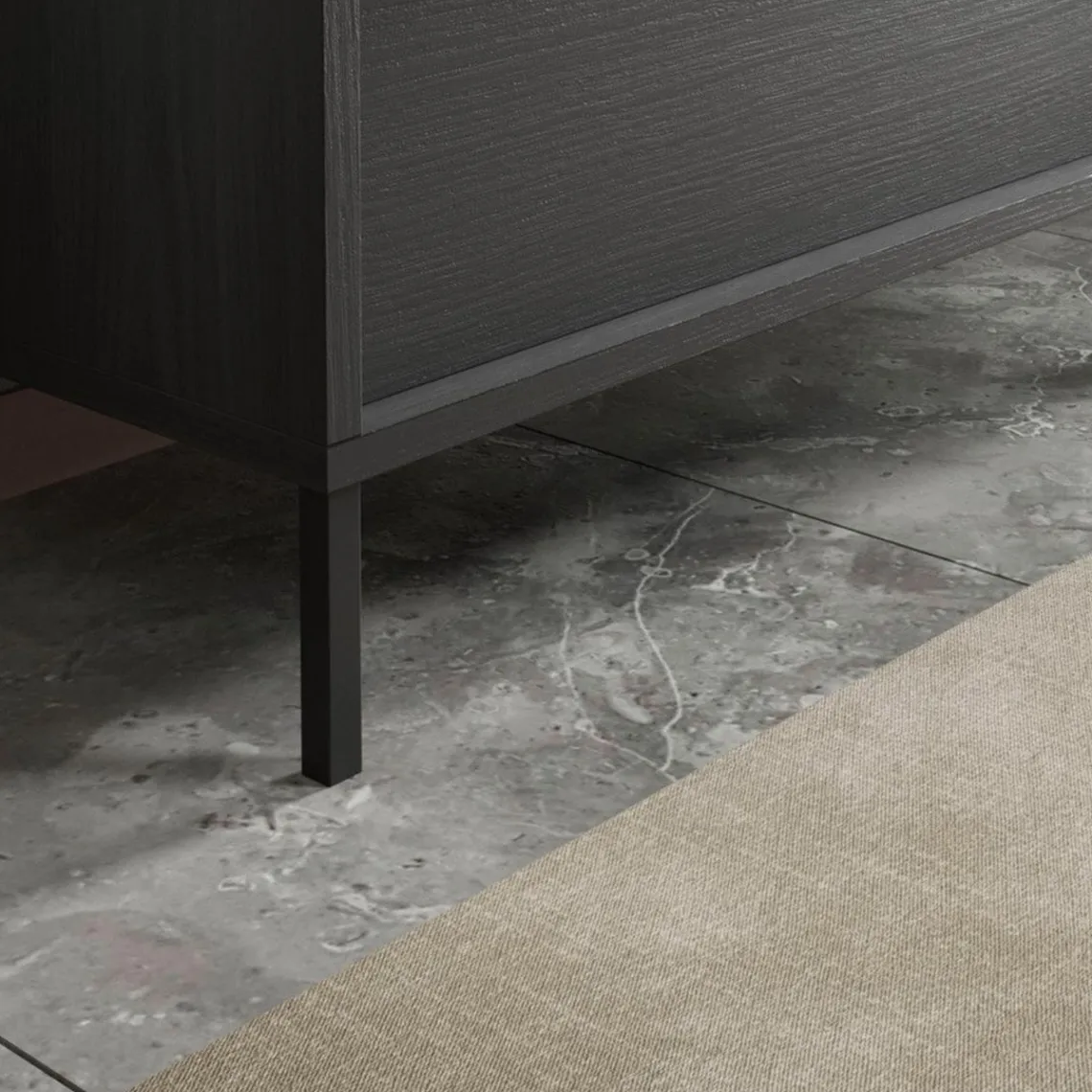 3S. x Home Meuble salle de bain sur pieds coloris Frêne Noir Sale