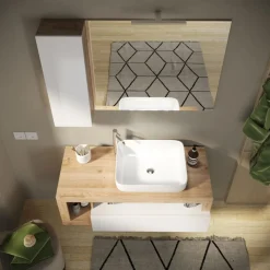 3S. x Home Meuble salle de bain suspendu Ancona laqué brillant Discount