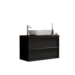 3S. x Home Meuble salle de bain suspendu 2 tiroirs vasque à poser en céramique Best