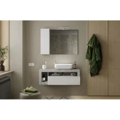 3S. x Home Meuble salle de bain suspendu Ancona coloris Béton 110 cm New