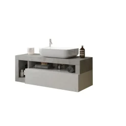 3S. x Home Meuble salle de bain suspendu Ancona coloris Béton 110 cm New