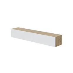 Calicosy Meuble suspendu 2 abattants et 2 niches de rangement en bois Blanc Fabrication Espagne New