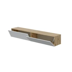 Calicosy Meuble suspendu 2 abattants et 2 niches de rangement en bois Blanc Fabrication Espagne New