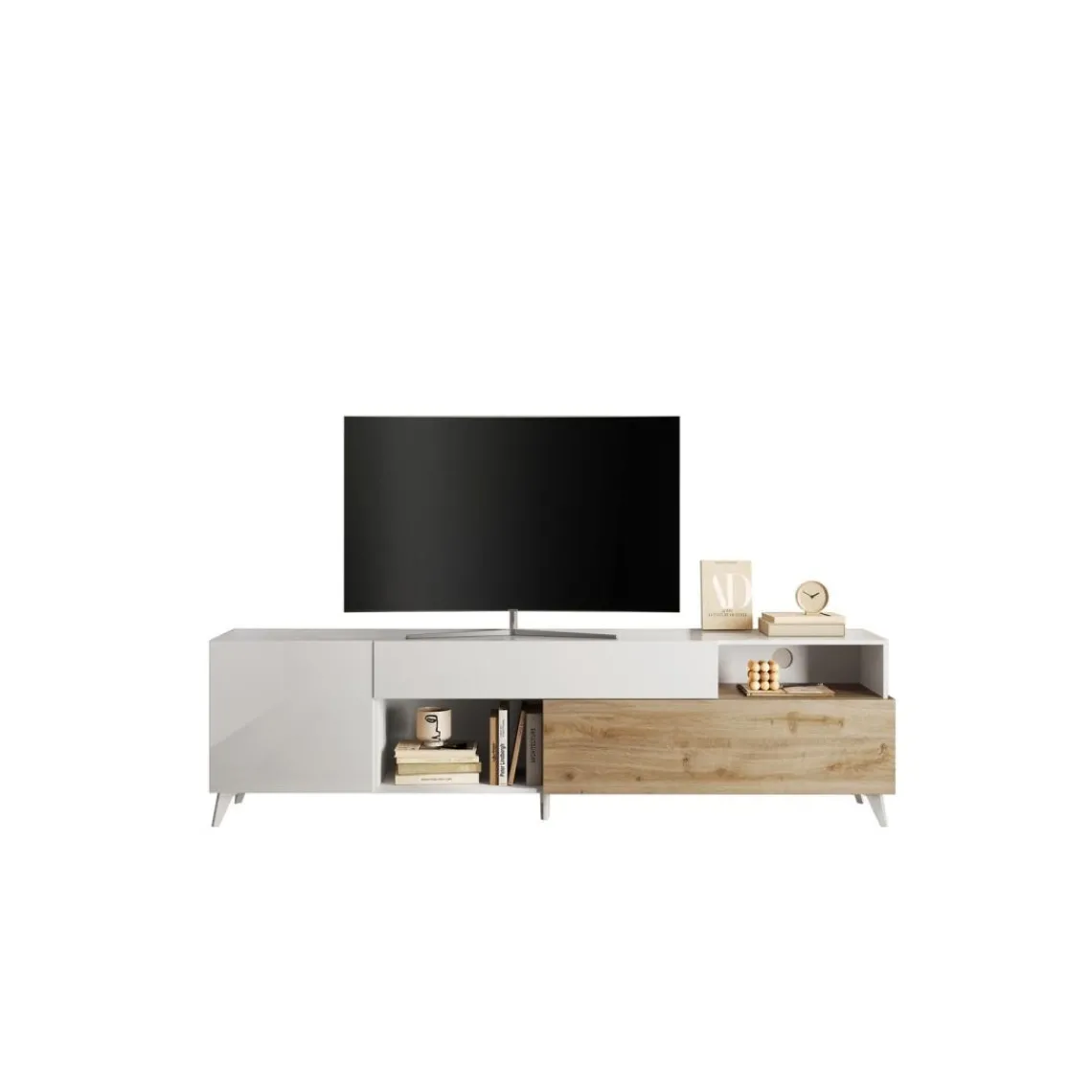 3S. x Home Meuble TV 241 cm Blanc laqué Hot
