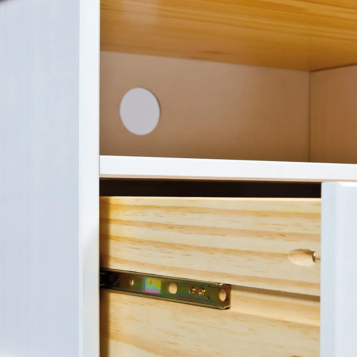 3S. x Home Meuble TV 3 grands tiroirs en pin massif Best