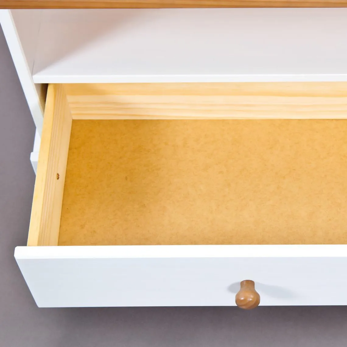 3S. x Home Meuble TV 3 grands tiroirs en pin massif Best