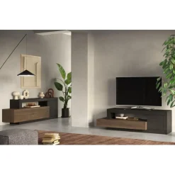 3S. x Home Meuble TV 1 porte 1 tiroir marron Sale