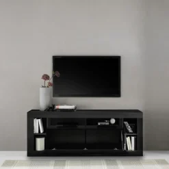 3S. x Home Meuble TV 1 porte chene noir Outlet