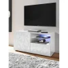 3S. x Home Meuble TV 1 porte et 1 tiroir PRISMA laqué blanc brillant Sale