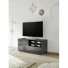3S. x Home Meuble TV 1 porte et 1 tiroir MIRO laqué gris brillant Best