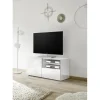 3S. x Home Meuble TV 1 porte et 1 tiroir MIRO laqué blanc brillant Best