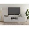 3S. x Home Meuble TV 2 portes 1 tiroir RIO blanc laqué brillant Discount