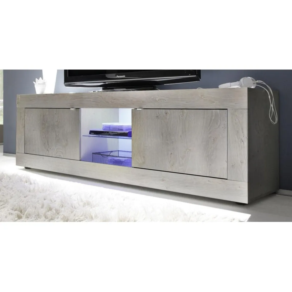 3S. x Home Meuble TV 2 portes BASIC décor chene pin Hot