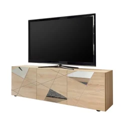 3S. x Home Meuble TV 3 portes beige Clearance