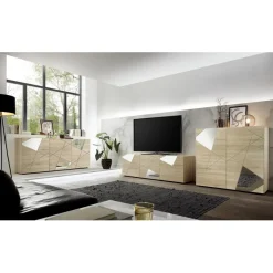 3S. x Home Meuble TV 3 portes beige Clearance
