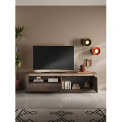 3S. x Home Meuble tv 2 portes et 1 Tiroir et niche ISCHIA avec éclairage LED intégré Sale