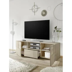 3S. x Home Meuble TV 2 portes et 1 tiroir DAMA décor chêne samoa