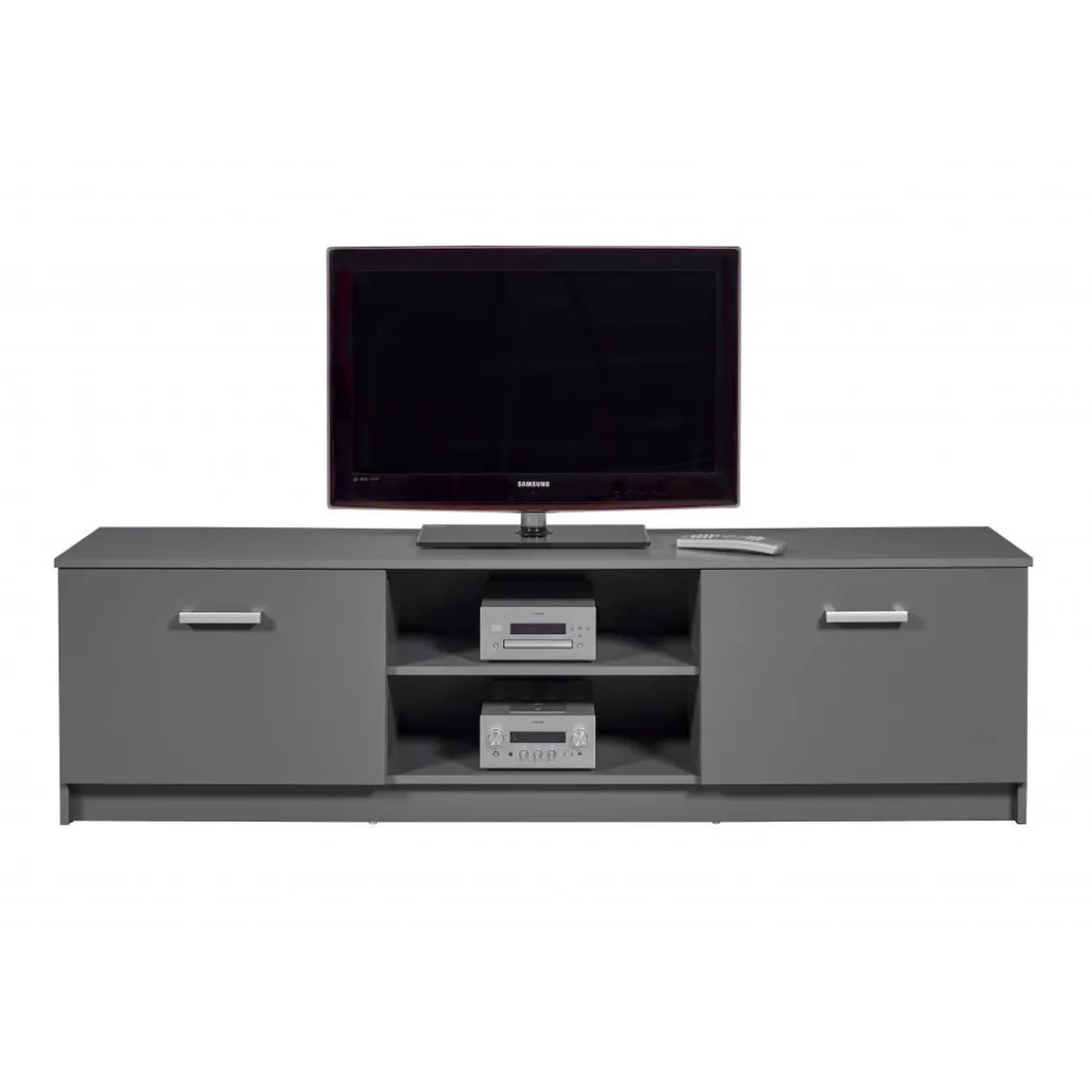 3S. x Home Meuble TV 2 Portes Gris Graphite ELENZIO Clearance