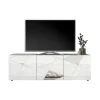 3S. x Home Meuble TV 3 portes VITTORIA blanc laqué avec sérigraphie Sale